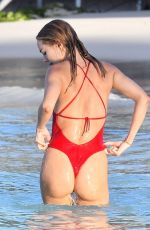 KIMBERLEY GARNER in a Red Swimsuit in St. Barts 01/01/2022
