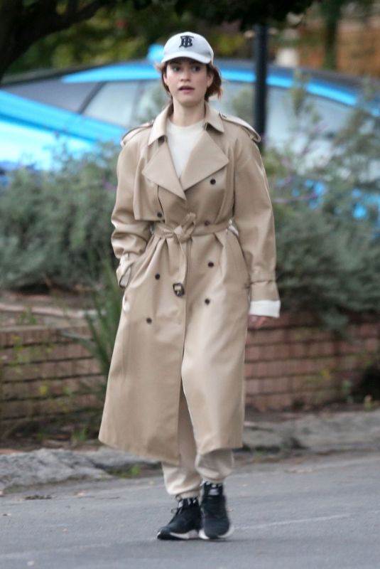 LILY JAMES Out and About in Los Angeles 01/12/2022