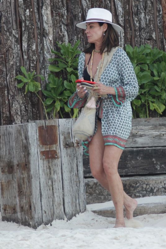LUANN DE LESSEPS Arrives at a Beach Party in Tulum 01/07/2022