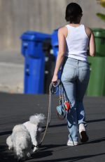 LUCY HALE in Tight Denim Out with Her Dogs in Los Angelis 01/25/2022
