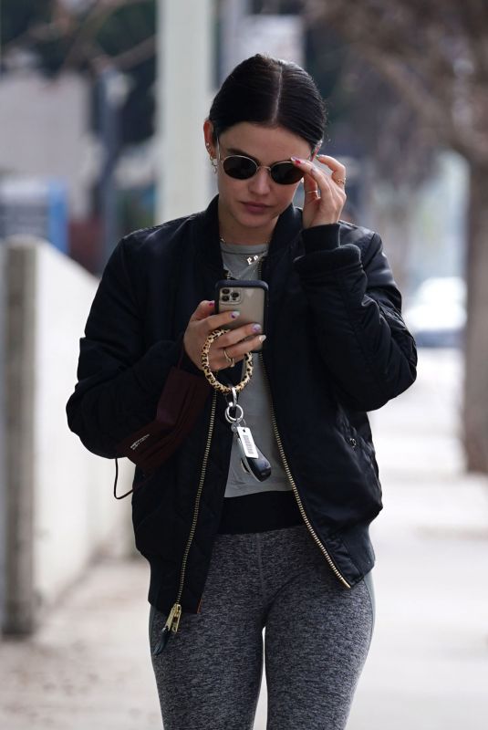 LUCY HALE Out and About in Los Angeles 01/18/2022