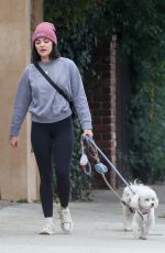 LUCY HALE Out with Her Dogs in Los Feliz 01/29/2022