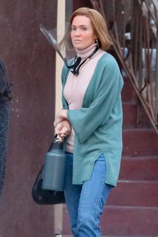 MANDY MOORE on the Set of This Is Us in the Chinatown 01/10/2022