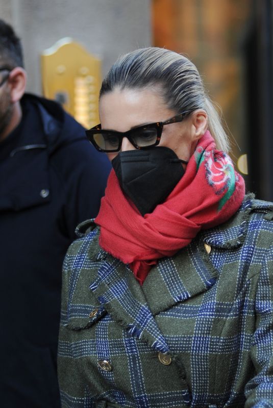 MICHELLE HUNZIKER at Armani Show Room in Milan 01/17/2022