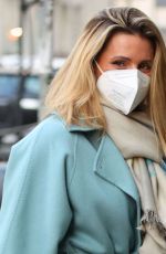 MICHELLE HUNZIKER in a Long Blue Coat Out in Milan 01/21/2022