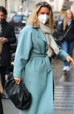MICHELLE HUNZIKER in a Long Blue Coat Out in Milan 01/21/2022
