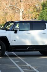 MILA KUNIS and Ashton Kutcher Rides Their Hummer Electric Truck in Los Angeles 01/20/2022