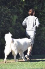 NATALIE PORTMAN Out Jogging with Her Dog in Los Feliz 01/24/2022