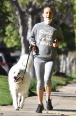 NATALIE PORTMAN Out Jogging with Her Dog in Los Feliz 01/24/2022
