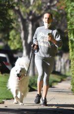 NATALIE PORTMAN Out Jogging with Her Dog in Los Feliz 01/24/2022