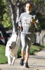 NATALIE PORTMAN Out Jogging with Her Dog in Los Feliz 01/24/2022