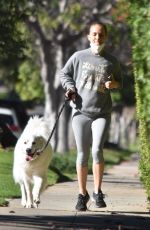 NATALIE PORTMAN Out Jogging with Her Dog in Los Feliz 01/24/2022