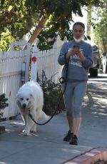 NATALIE PORTMAN Out Jogging with Her Dog in Los Feliz 01/24/2022