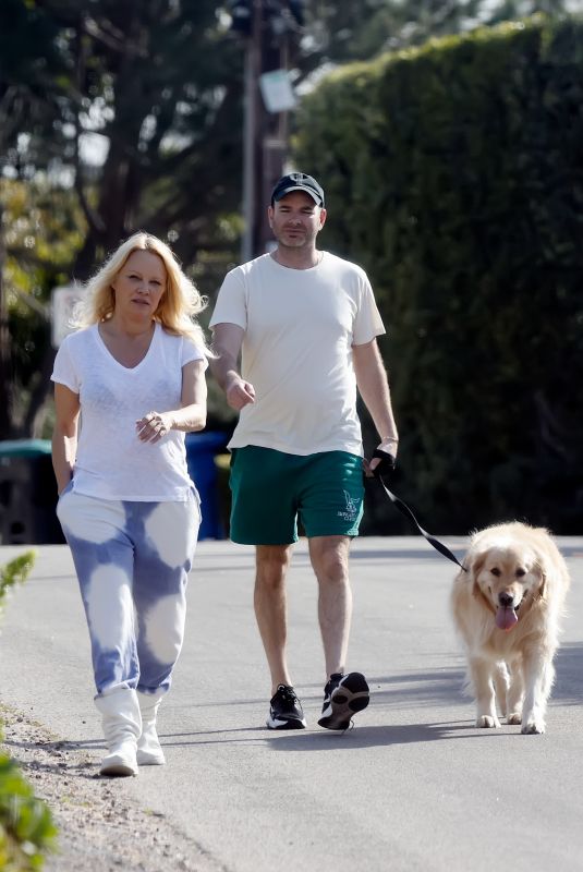 PAMELA ANDERSON and Dan Hayhurst Out in Malibu 01/14/2022