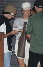 PAMELA ANDERSON Out for Dinner with her Son Brandon Thomas Lee and Assistant Jonathan at Nobu in Malibu 01/24/2022