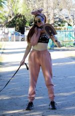 PHOEBE PRICE Out with Her Dog at a Park in Los Angeles 01/28/2022