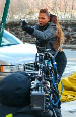 QUEEN LATIFAH on the Set of The Equalizer in New York 01/10/2022
