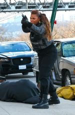QUEEN LATIFAH on the Set of The Equalizer in New York 01/10/2022