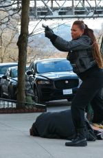 QUEEN LATIFAH on the Set of The Equalizer in New York 01/10/2022