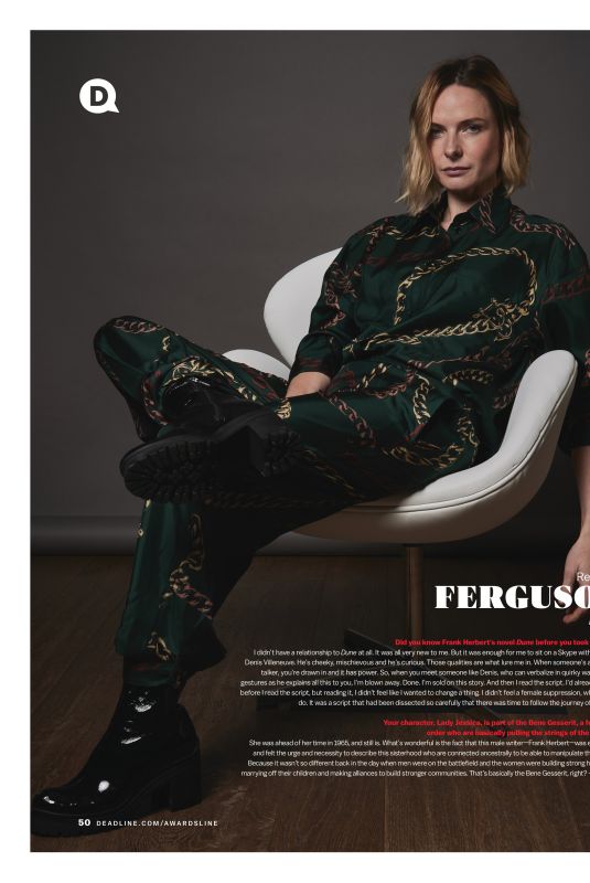REBECCA FERGUSON in Deadline Magazine, January 2022