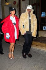 RIHANNA and A$AP Rocky Leaves Peasant Italian Restaurant in New York 01/22/2022