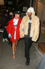RIHANNA and A$AP Rocky Leaves Peasant Italian Restaurant in New York 01/22/2022