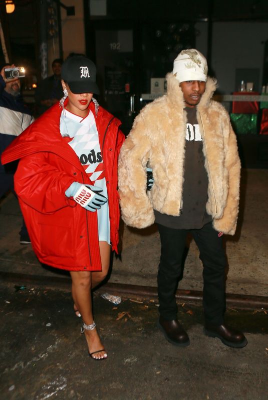 RIHANNA and A$AP Rocky Leaves Peasant Italian Restaurant in New York 01/22/2022