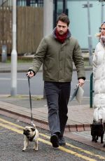 SARAH JAYNE DUNN and Jonathan Smith Out with Their Dogs in Wilmslow 01/25/2022