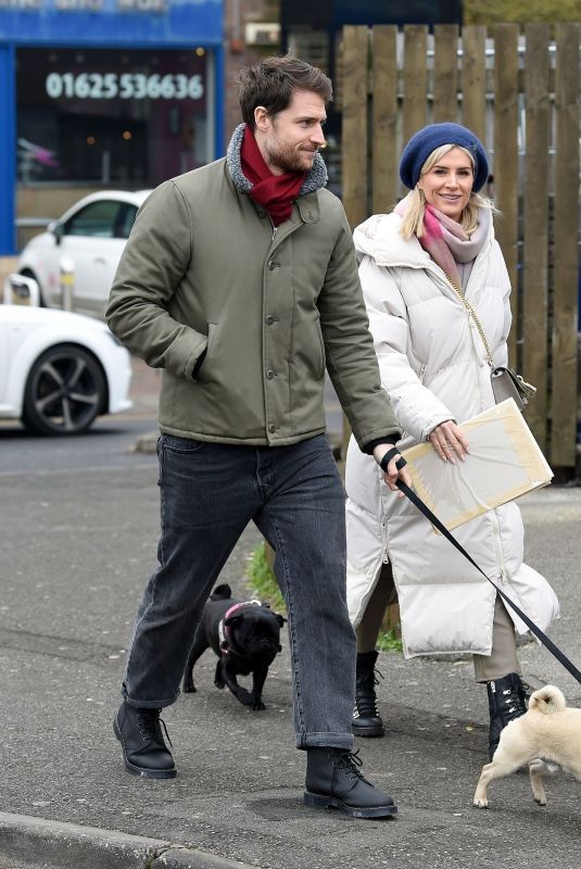 SARAH JAYNE DUNN and Jonathan Smith Out with Their Dogs in Wilmslow 01/25/2022