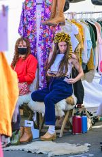 SCOUT and RUMER WILLIS Set up a Stand at Silverlake Flea Market 01/30/2022