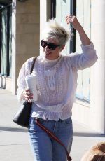 SELMA BLAIR Out with Her Service Dog for Starbucks Coffee in Los Angeles 01/20/2022