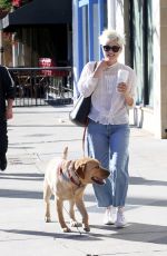 SELMA BLAIR Out with Her Service Dog for Starbucks Coffee in Los Angeles 01/20/2022