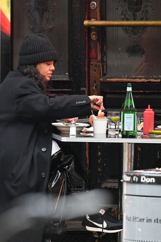 TESSA THOMPSON and Dev Hynes Out for Dinner in New York 001/18/2022