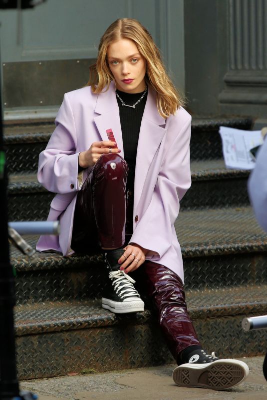 VIOLET THREFALL on the Set of Maybeline Commercial in New York 01/19/2022