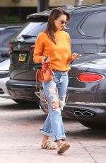 ALESSANDRA AMBROSIO in Ripped Denim Out for Lunch in Brentwood 02/20/2022