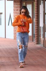 ALESSANDRA AMBROSIO in Ripped Denim Out for Lunch in Brentwood 02/20/2022