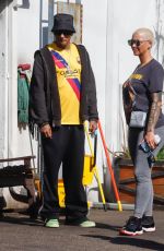 AMBER ROSE and Alexander AE Edwards Out for Lunch in Los Angeles 02/20/2022