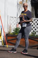 AMBER ROSE and Alexander AE Edwards Out for Lunch in Los Angeles 02/20/2022