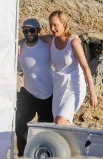 AMBER VALLETTA at a Photoshoot on the Beach in Malibu 02/09/2022