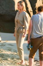 AMBER VALLETTA at a Photoshoot on the Beach in Malibu 02/09/2022
