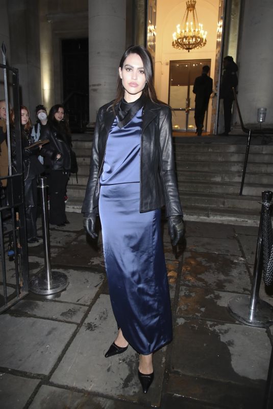AMELIA HAMLIN Arrives at Daniel W. Fletcher Fashion Show in London 02/19/2022