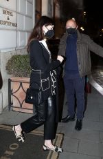 ANNE HATHAWAY Leaves Her Hotel in Rome 02/20/2022