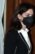ANNE HATHAWAY Leaves Her Hotel in Rome 02/20/2022