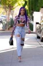 ARIANE ANDREW in Ripped Denim Out in Los Angeles 02/08/2022