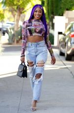 ARIANE ANDREW in Ripped Denim Out in Los Angeles 02/08/2022