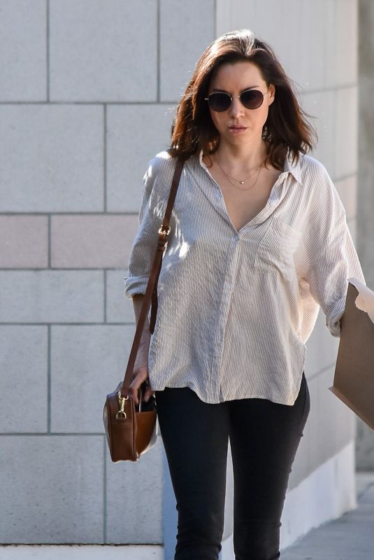 AUBREY PLAZA Heading to a Meeting in Los Angeles 02/13/2022