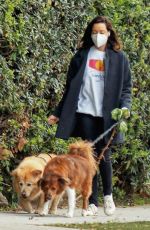 AUBREY PLAZA Out with Her Dogs in Los Feliz 02/15/2022