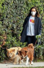 AUBREY PLAZA Out with Her Dogs in Los Feliz 02/15/2022