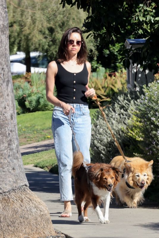AUBREY PLAZA Walks Her Dogs in Los Feliz 02/13/2022