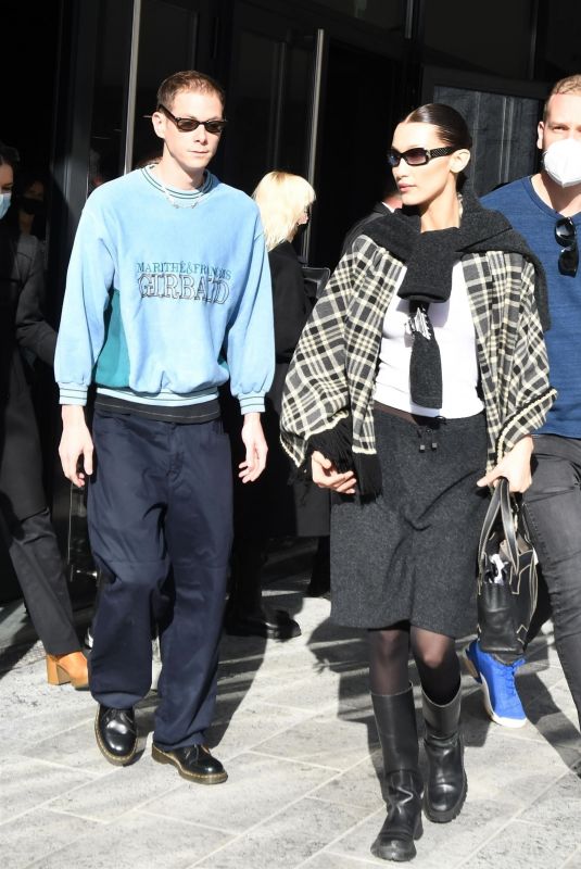 BELLA HADID Arrives at Max Mara Fashion Show in Milan 02/24/2022